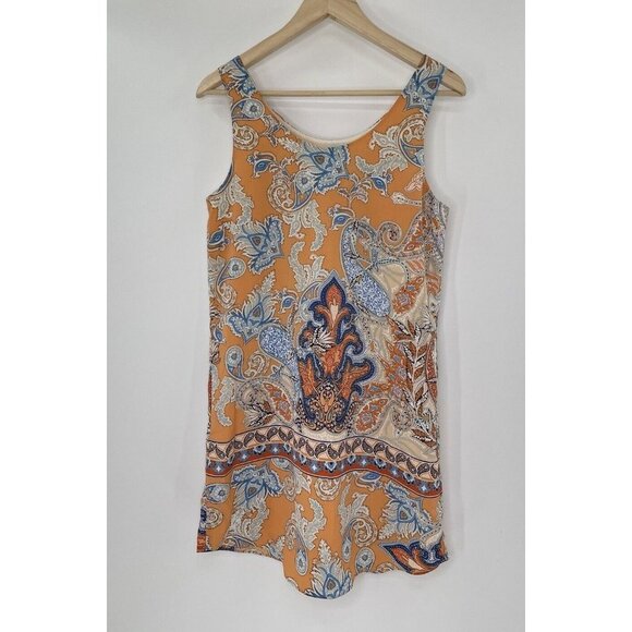 Lila Rose‎ Women’s Scoop Neck Paisley Print Mini Slip Dress Size 2 - Picture 2 of 13